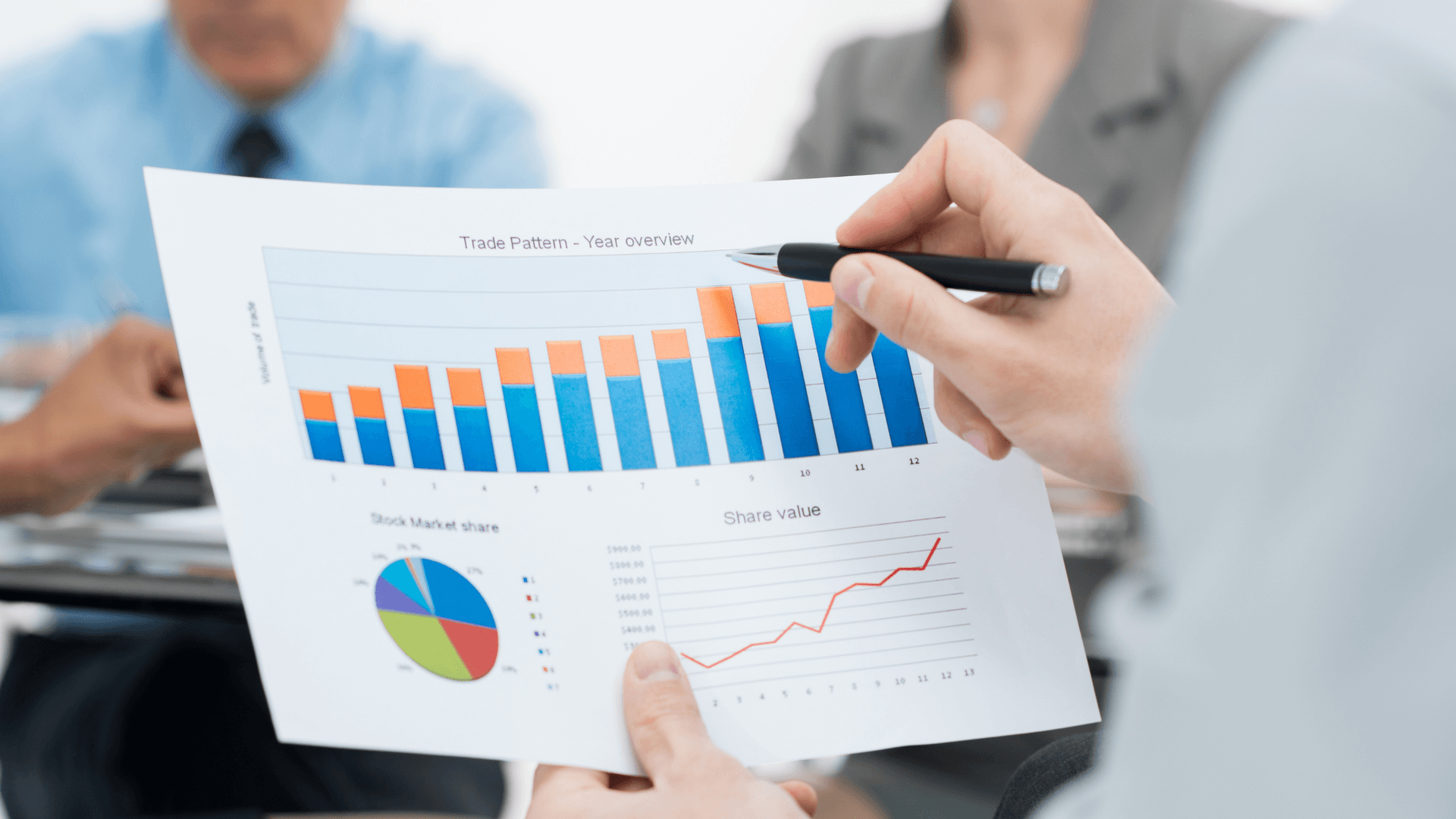 business team looking at charts