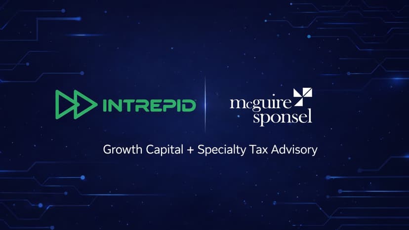 Intrepid and McGuire Sponsel partnership announcement banner highlighting growth capital and specialty tax advisory collaboration.
